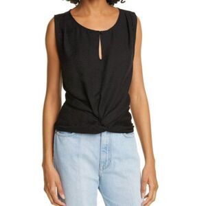 Joie Black Knotted Slub Jersey Tank Top